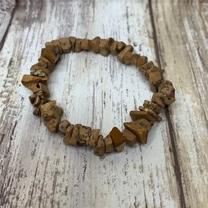 Natural Stone Shell Elastic Bracelet Brown  4"